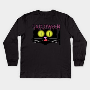 CATLOWEEN Design A Funny Gifts For Halloween Party! Kids Long Sleeve T-Shirt